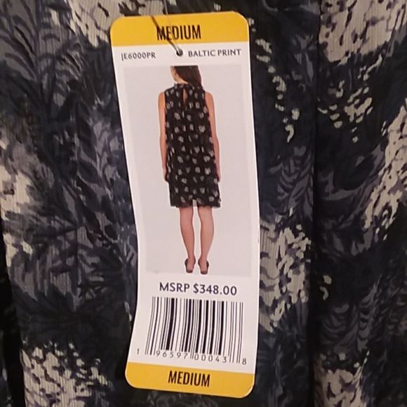 NWT Joie mini dress sz med. Black and grey floral print lined with black - Picture 5 of 16